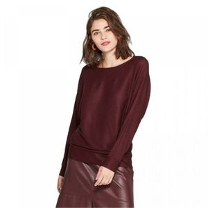 A New Day burgundy Ribbed Dolman Sweater Small S